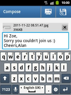 Write subject and text for your email message.Press the send icon.