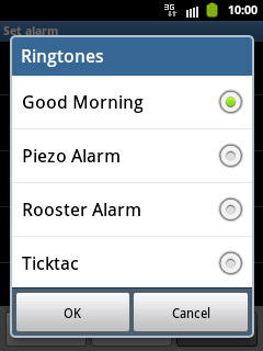 Once you've found an alarm tone you like, press OK.