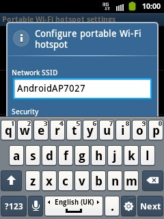 Press the field below Network SSID and key in the required name.
