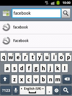 Key in Facebook and press the search icon.