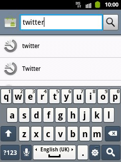Key in Twitter and press the search icon.