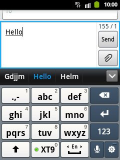 Press the required word to insert it.
