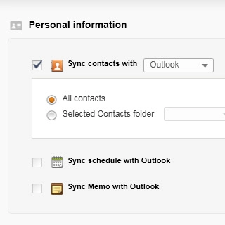 When the box next to a data type is ticked (V), it will be synchronised.If required, follow the instructions on the screen to select more settings for the data type.