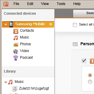 Select your phone in the menu to the left.