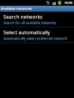 Press Search networks.Your phone searches for networks within range.A list of available networks will show on your display.