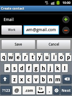 To change email type:Press Work below Email.
