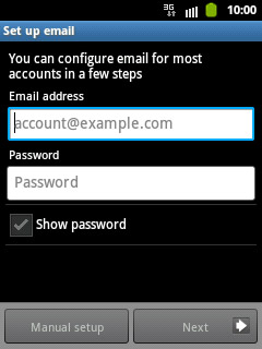 Press account@example.com and key in your email address.