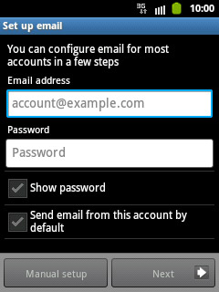 Press account@example.com and key in your email address.