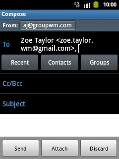 Press Cc/Bcc.Key in the first letters of the required contact.Matching contacts are displayed.