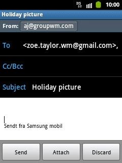 Press the text input field.Write the text for your email message.