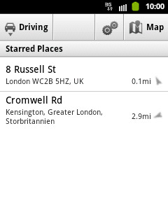 Your favourite locations are displayed.Press the required destination.