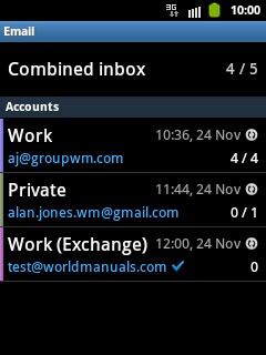Press the required email account.