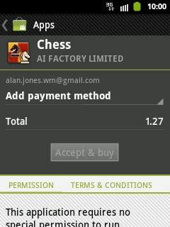If it's the first time you download an application: press Add payment method and follow the instructions on the display to key in your credit card information.