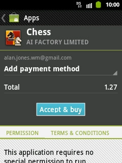 Press Accept & buy.Follow the instructions on the display to download and install the application.