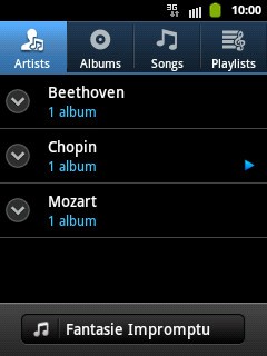 Press one of the following categories at the top of the display:Artists