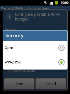 Press Open or WPA2 PSK.