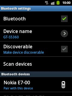 Press Discoverable to turn Bluetooth visibility on or off.