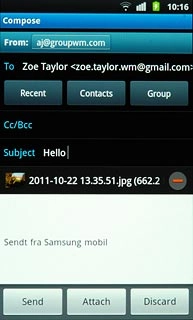 Write subject and text for your email message.Press Send.