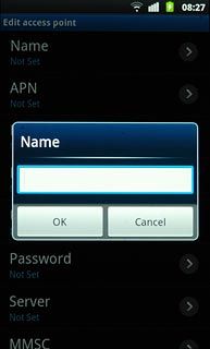 Key in Vodafone Internet and press OK.