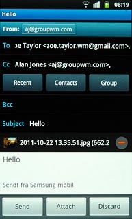 Press Send when you've finished your email message.