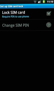 Press Lock SIM card to turn use of PIN on or off.