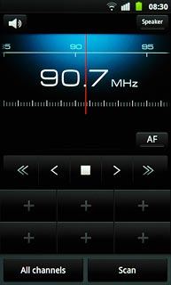 Press the indicator at the centre of the display and drag it right or left to select the required frequency.
