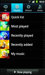 Press Playlists at the top of the display.