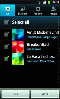 When the box next to an audio file is ticked (V), it's selected.