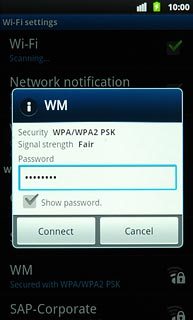 Follow the instructions on the display to select security settings, if required.Press Connect.