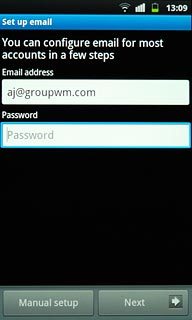Press Password and key in the password for your email account.