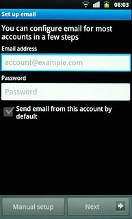 Press Email address and key in your email address (such as name@provider.com).