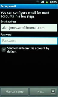 Press Password and key in the password for your email account at your email provider.