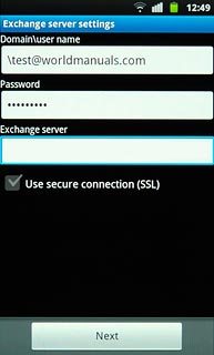 Press Use secure connection (SSL) to turn SSL encryption on or off.