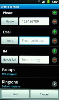 Press Email address and key in the required email address.