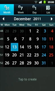 Press one of the following options at the top of the display:Month