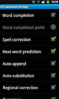 Press Word completion to turn the function on or off.