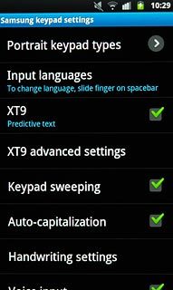 Press XT9 advanced settings.