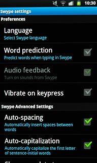 Press Word prediction to turn the function on or off.