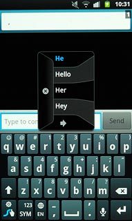 Press the required word to insert it.