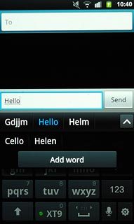 Press the required word to insert it.