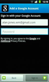 Press Password and key in the password for your Google account.