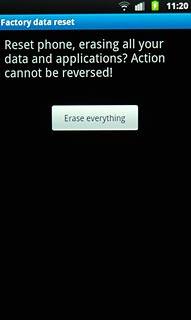 Press Erase everything.Wait a moment while the factory default settings are restored.Follow the instructions on the display to set up your phone and prepare it for use.