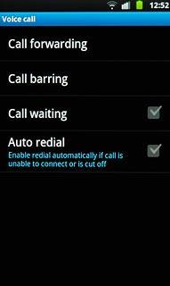 The current settings are displayed.Press Call waiting to turn the function on or off.