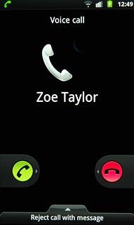 Press the accept call icon and drag the icon right.