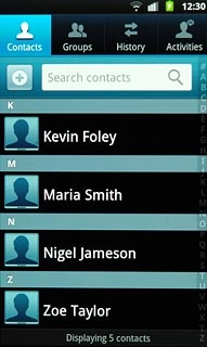 Press the required contact.The contact details are displayed.