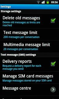 Press Delivery reports below Text message (SMS) settings to turn the function on or off.