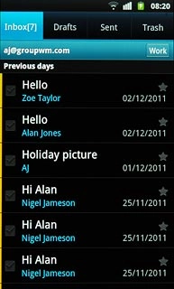 Press the required email message to read it.