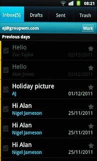 Press the required email message to read it.