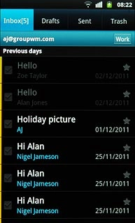 Press the required email message to read it.