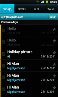 Press and hold the required email message until a pop-up menu is displayed.